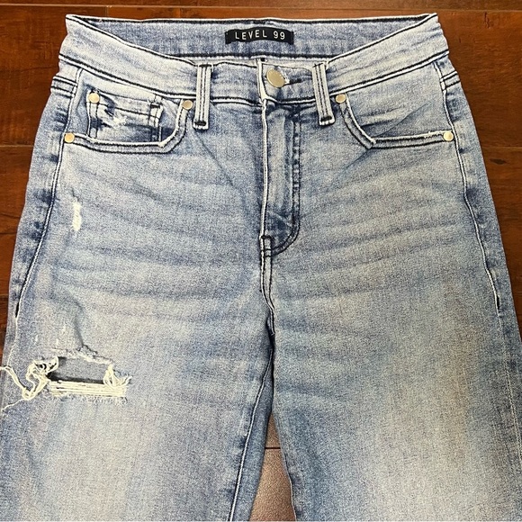ANTHROPOLOGIE Level 99 Denim Mid Rise Straight Leg Jeans Distressed Size 25 - Picture 3 of 10